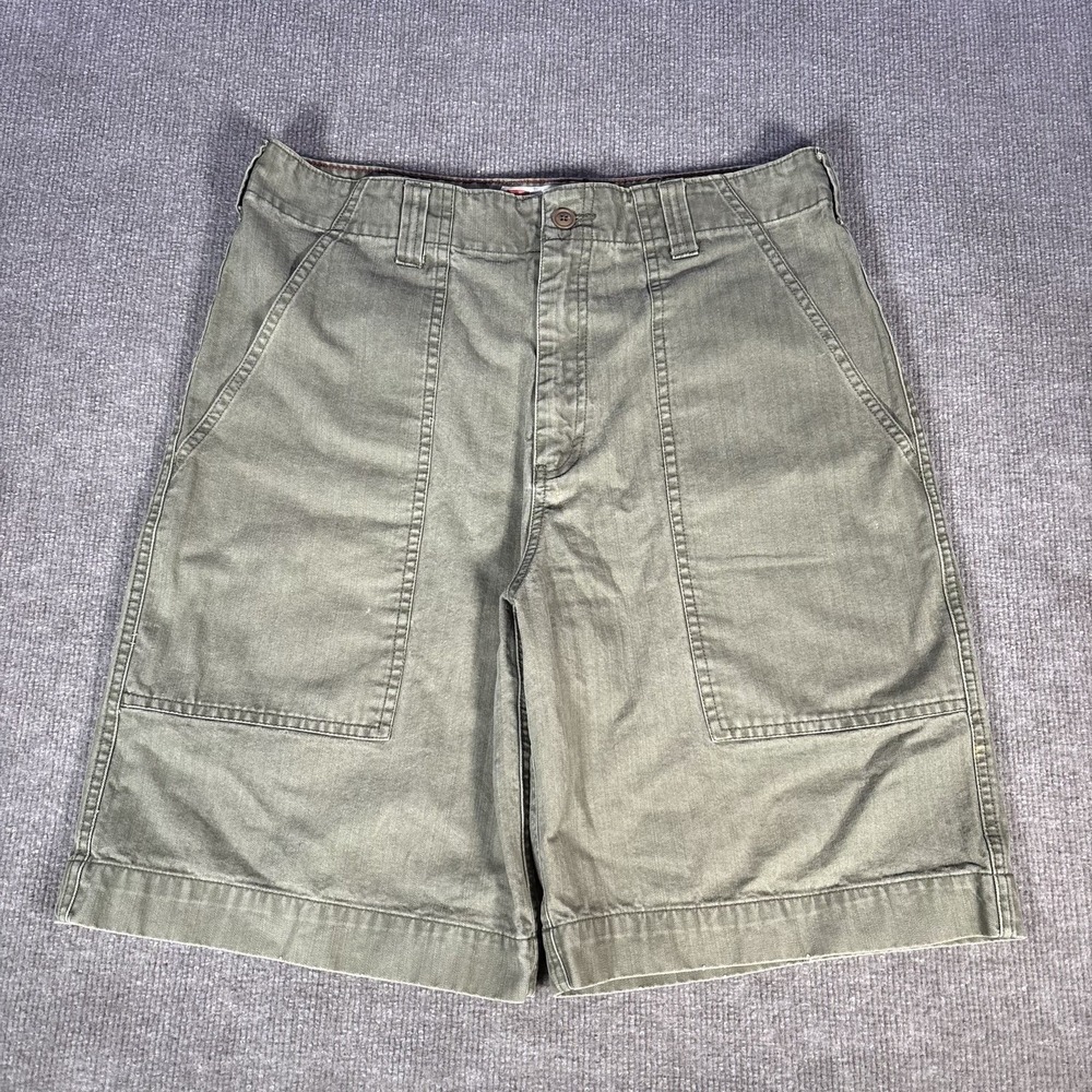 Vintage Mossimo Cargo Supply Shorts Men 34 Olive Green Workwear Chino Hybrid Y2K